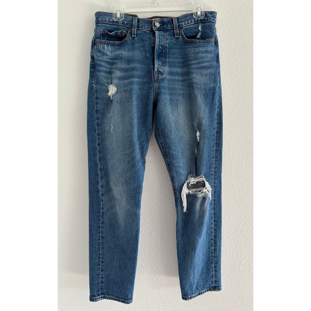 Levis Jeans Womens 29 Blue Wedgie Straight Button Fly High Rise Dark Wash Denim